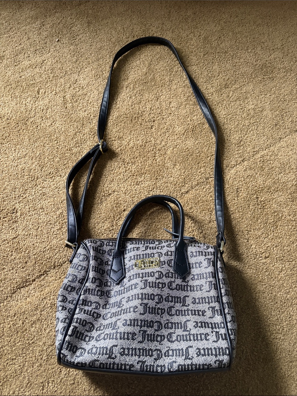 Juicy Couture Black & Cream Logo Satchel with Adjustable Strap